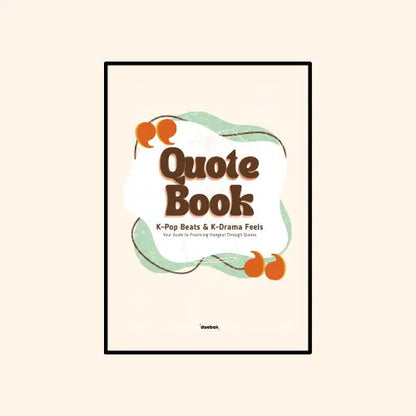 Quote book cover with 'Quote Book' text and decorative elements on a beige background
