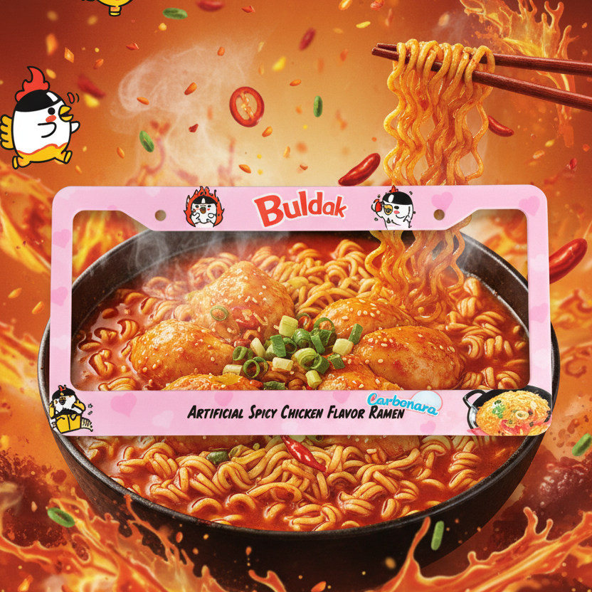 Buldak Spicy Chicken Carbonara License Plate Frame