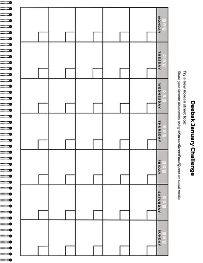 Weekly planner with a grid layout on a white background