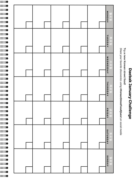 Weekly planner with a grid layout on a white background