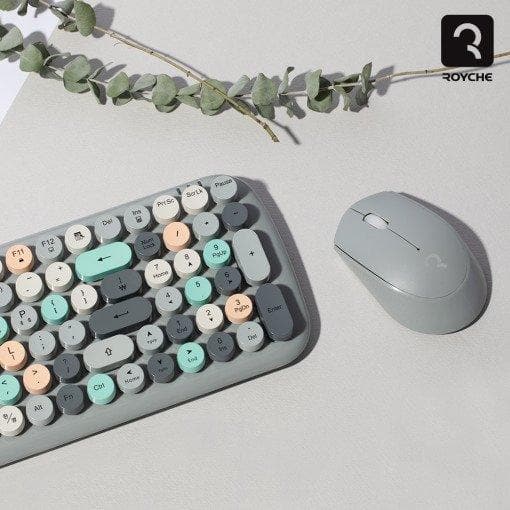 Retro Wireless Korean Keyboard & Mouse Set