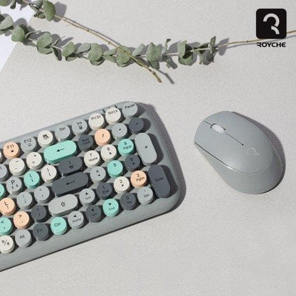 Retro Wireless Korean Keyboard & Mouse Set