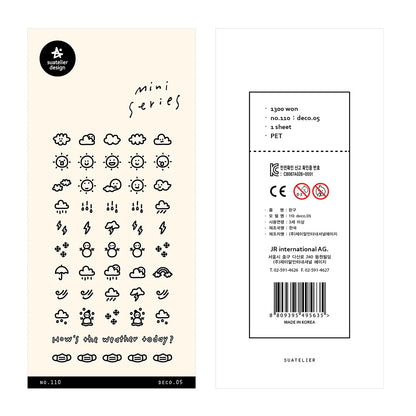 Sunshine Rain Weather Mini Sticker Set | Korean Import Scrapbooking and Journaling Stickers