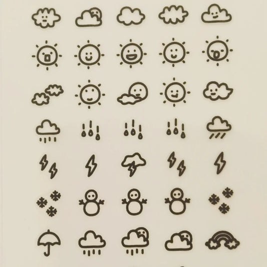 Sunshine Rain Weather Mini Sticker Set | Korean Import Scrapbooking and Journaling Stickers