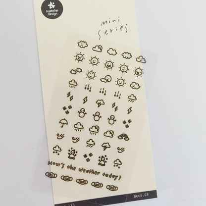 Sunshine Rain Weather Mini Sticker Set | Korean Import Scrapbooking and Journaling Stickers