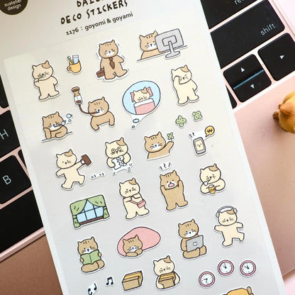 Korean Cat Daily Life Sticker Pack | Scrapbooking and Journal Decor