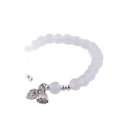 Antique Lotus Female Korean Girly Beaded Elastic String Girlfriends Candy Bracelet - Daebak