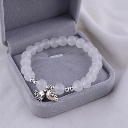 Antique Lotus Female Korean Girly Beaded Elastic String Girlfriends Candy Bracelet - Daebak