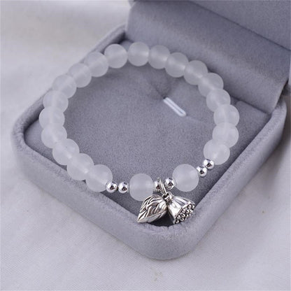 Antique Lotus Female Korean Girly Beaded Elastic String Girlfriends Candy Bracelet - Daebak
