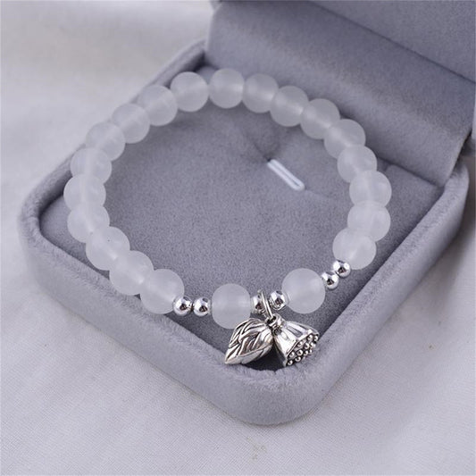 Antique Lotus Female Korean Girly Beaded Elastic String Girlfriends Candy Bracelet - Daebak