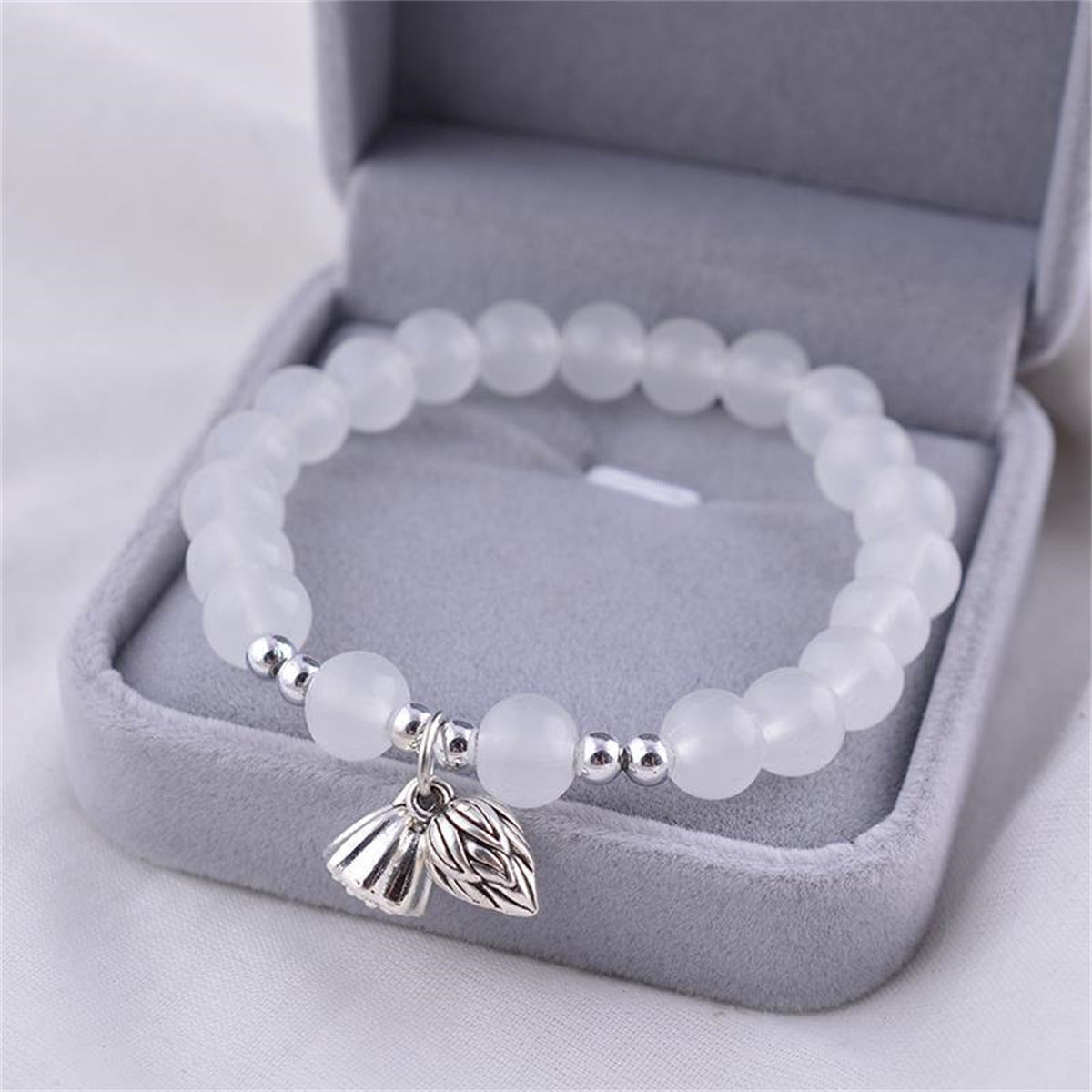 Antique Lotus Female Korean Girly Beaded Elastic String Girlfriends Candy Bracelet - Daebak