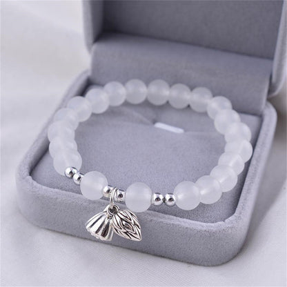 Antique Lotus Female Korean Girly Beaded Elastic String Girlfriends Candy Bracelet - Daebak