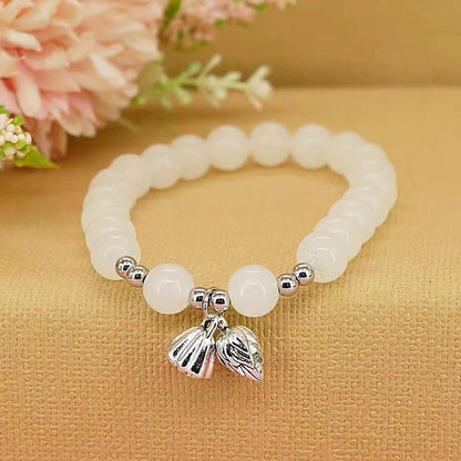 Antique Lotus Female Korean Girly Beaded Elastic String Girlfriends Candy Bracelet - Daebak