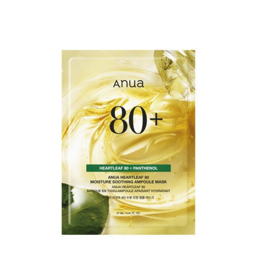 Anua HEARTLEAF 80 MOISTURE SOOTHING AMPOULE MASK 27ml X 10ea - Daebak
