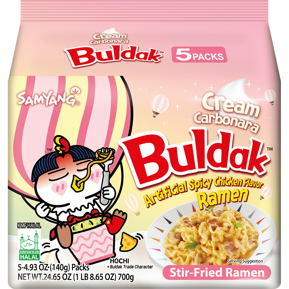 Buldak Ramen Cream Carbonara Flavor 5 Pack - Daebak