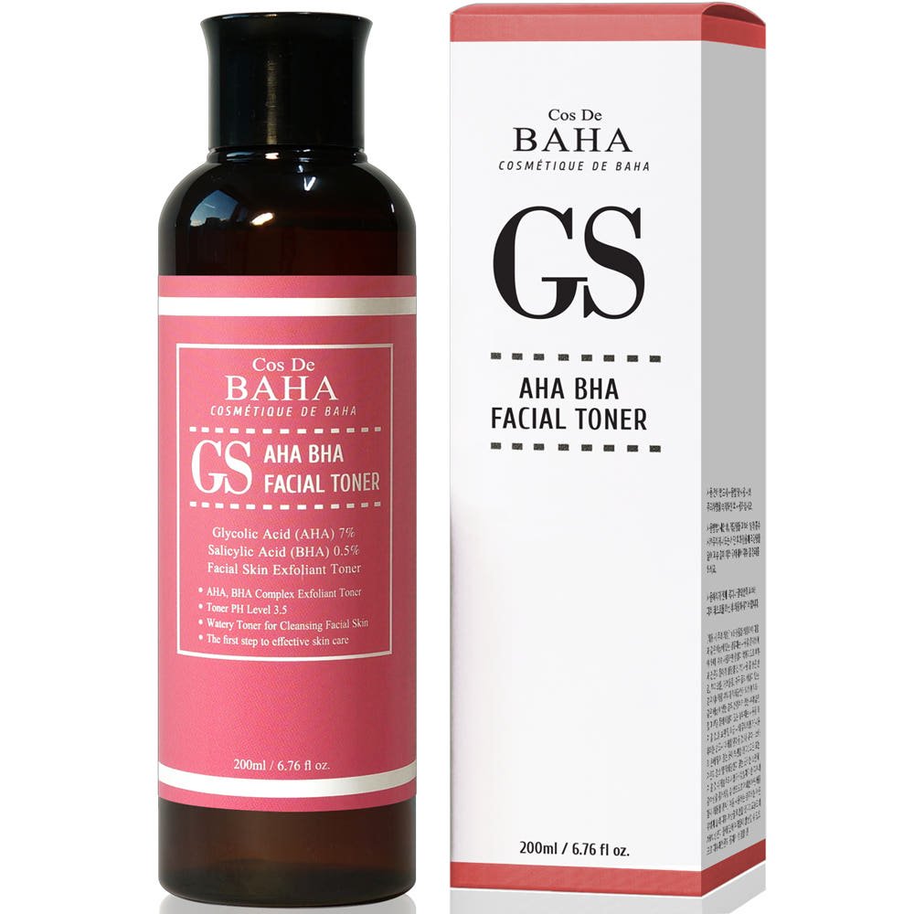Cos De BAHA GS Clarifying Facial Toner with Glycolic Acid 7% AHA + Salicylic Acid 0.5% BHA 200ml - Daebak