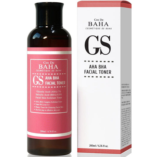 Cos De BAHA GS Clarifying Facial Toner with Glycolic Acid 7% AHA + Salicylic Acid 0.5% BHA 200ml - Daebak