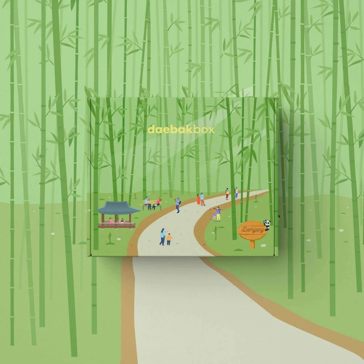 Daebak Summer Box filled with Korean skincare, makeup, snacks, and lifestyle items in vibrant, summer-themed packaging.