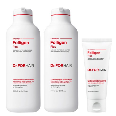 Dr.FORHAIR Folligen Plus Shampoo LOT de 2 x 500 ml + 100 ml