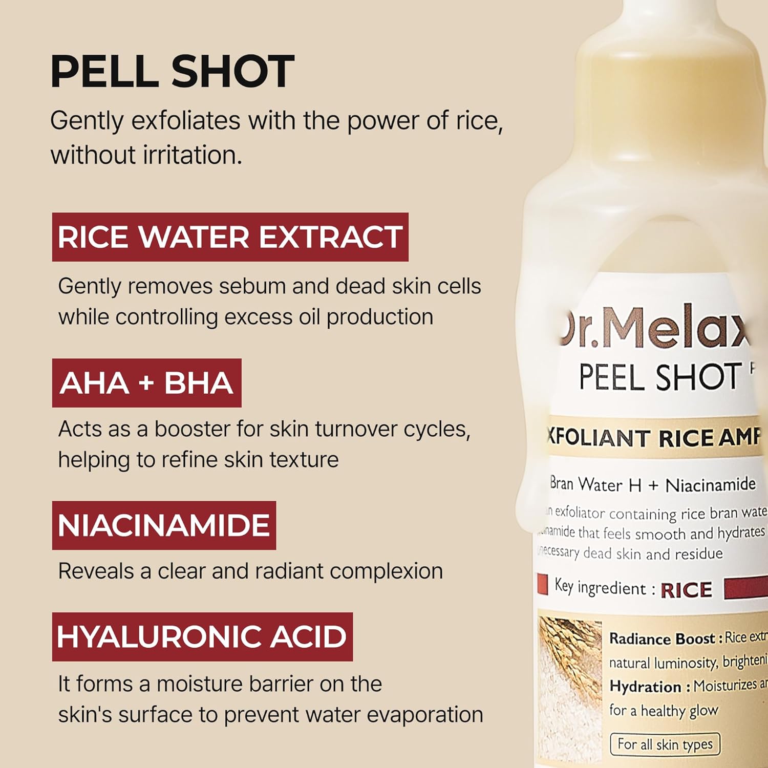 Dr. Melaxin Peel Shot Exfoliant Rice Ampoule - Daebak