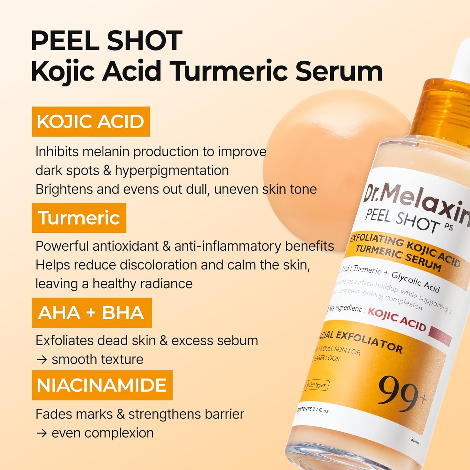 Dr. Melaxin Peel Shot Exfoliating Kojic Acid Turmeric Serum - Daebak