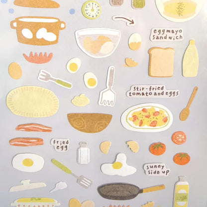 Eggtime Breakfast Sticker Set | Korean Aesthetic Paper Stickers for Scrapbooking and DIY - Daebak
