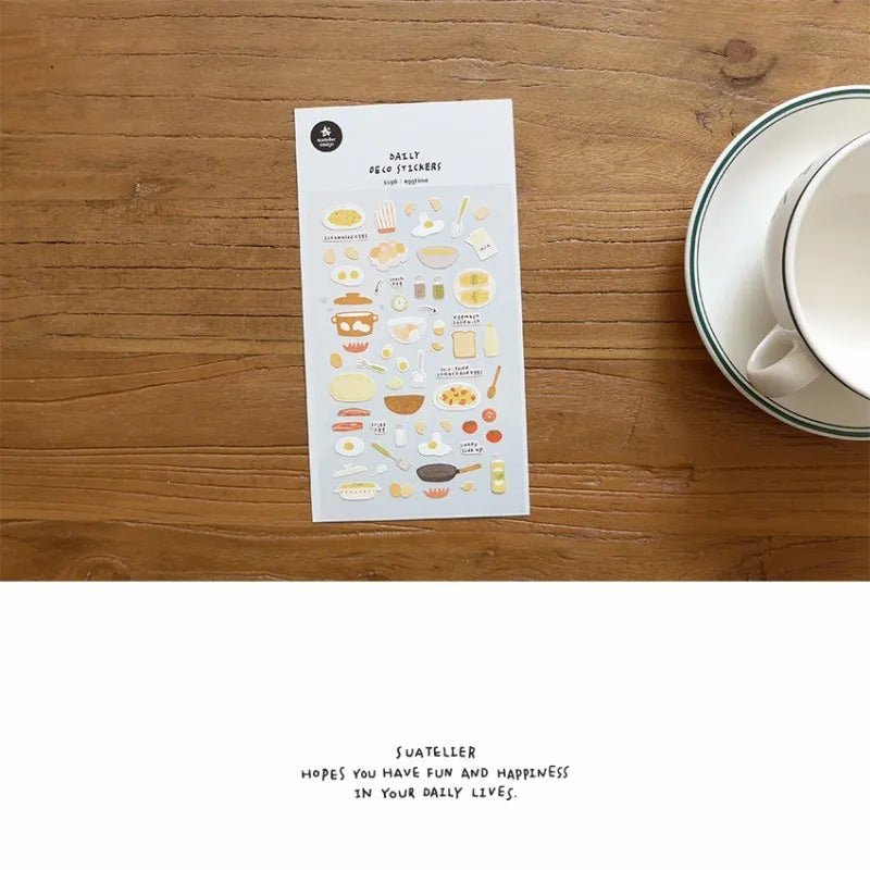 Eggtime Breakfast Sticker Set | Korean Aesthetic Paper Stickers for Scrapbooking and DIY - Daebak