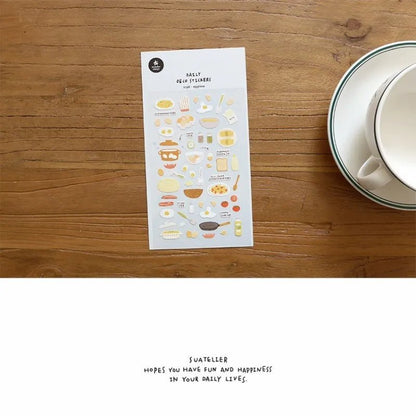 Eggtime Breakfast Sticker Set | Korean Aesthetic Paper Stickers for Scrapbooking and DIY - Daebak