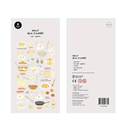 Eggtime Breakfast Sticker Set | Korean Aesthetic Paper Stickers for Scrapbooking and DIY - Daebak