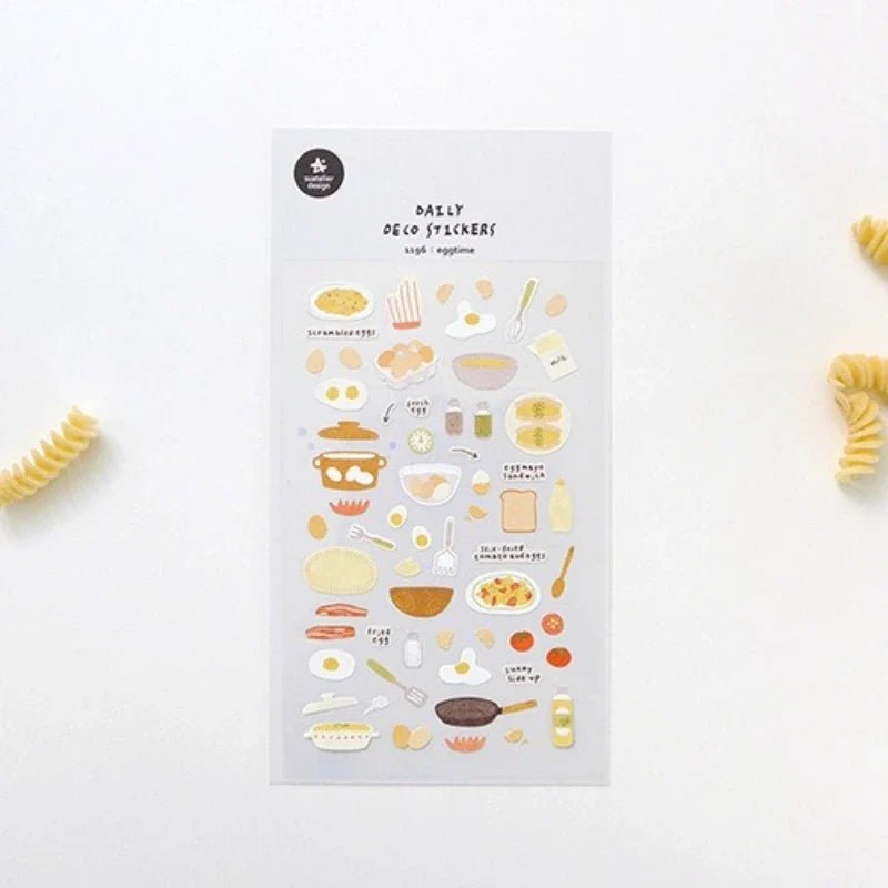 Eggtime Breakfast Sticker Set | Korean Aesthetic Paper Stickers for Scrapbooking and DIY - Daebak
