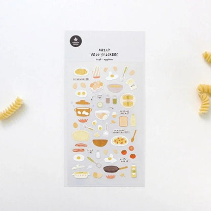 Eggtime Breakfast Sticker Set | Korean Aesthetic Paper Stickers for Scrapbooking and DIY - Daebak