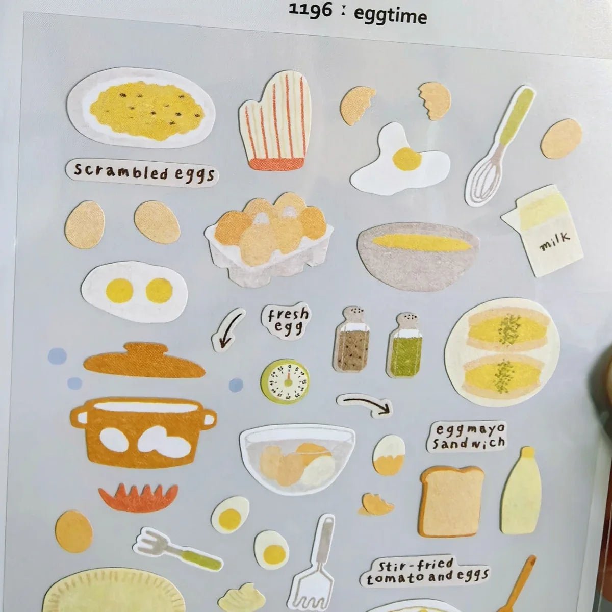 Eggtime Breakfast Sticker Set | Korean Aesthetic Paper Stickers for Scrapbooking and DIY - Daebak