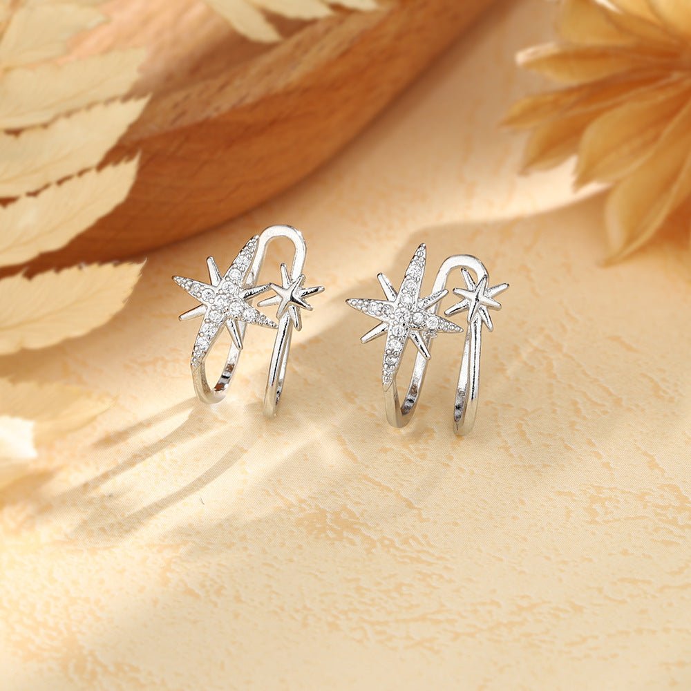 Eight Awn Star Asymmetric Rice Korean Style Hot Personality Fashion Ear Clip - Daebak