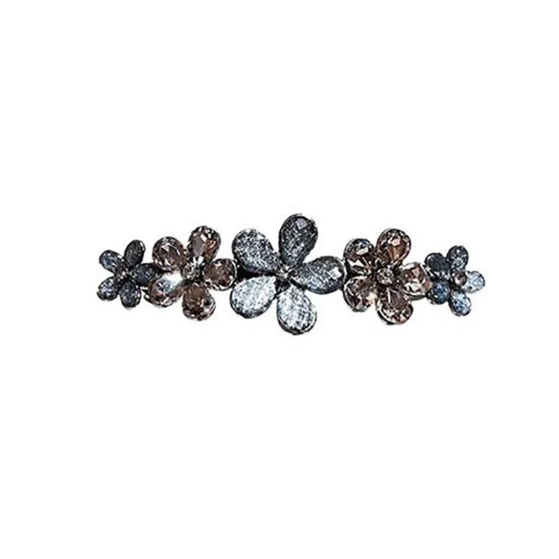 Elegant Crystal Flower Hairpin Spring Clip High-end Women's Back of Head Half-tied Hair Clip Girls Korean Style Hair Accessories - Daebak