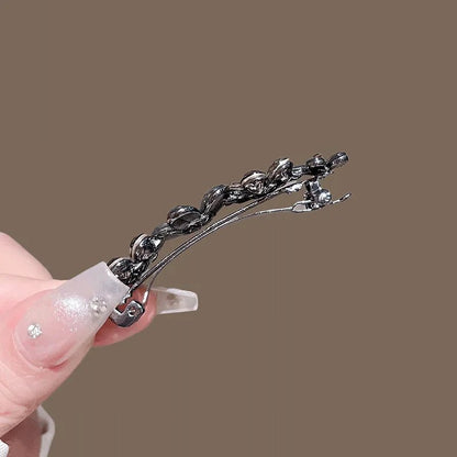 Elegant Crystal Flower Hairpin Spring Clip High-end Women's Back of Head Half-tied Hair Clip Girls Korean Style Hair Accessories - Daebak