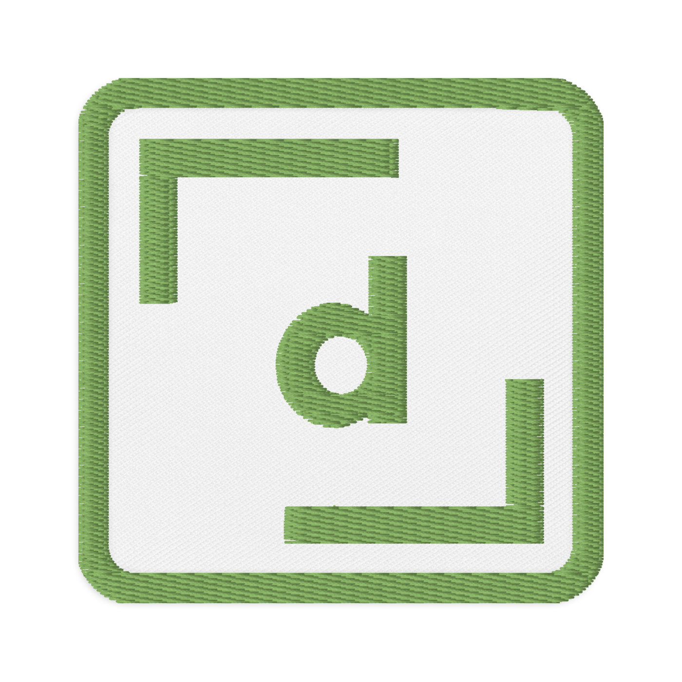 D’ Embroidered Square Patch - Green Logo
