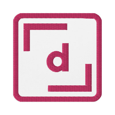 D’ Embroidered Square Patch - Pink Logo