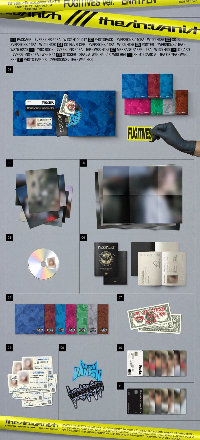 Enhypen 7th Mini Album The Sin: Vanish (Fugitives Version) - Daebak