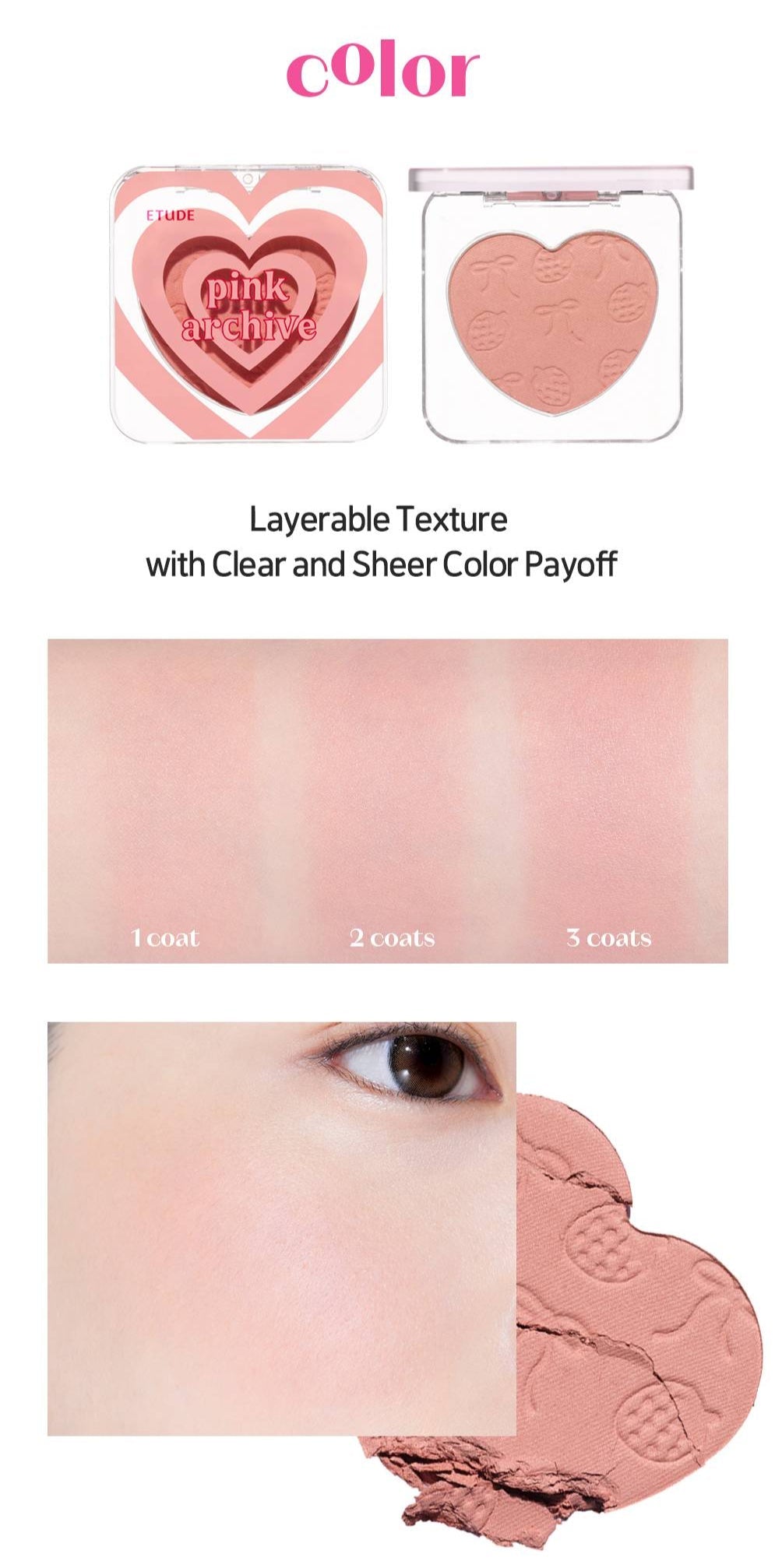 ETUDE Heart Flutter Blusher 4g Pinkarchive - Daebak
