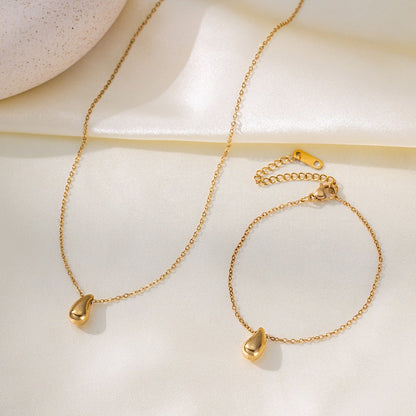 Fashion Korean Style Niche Water Drop Female Simple Personality Gold-plated Necklaces - Daebak