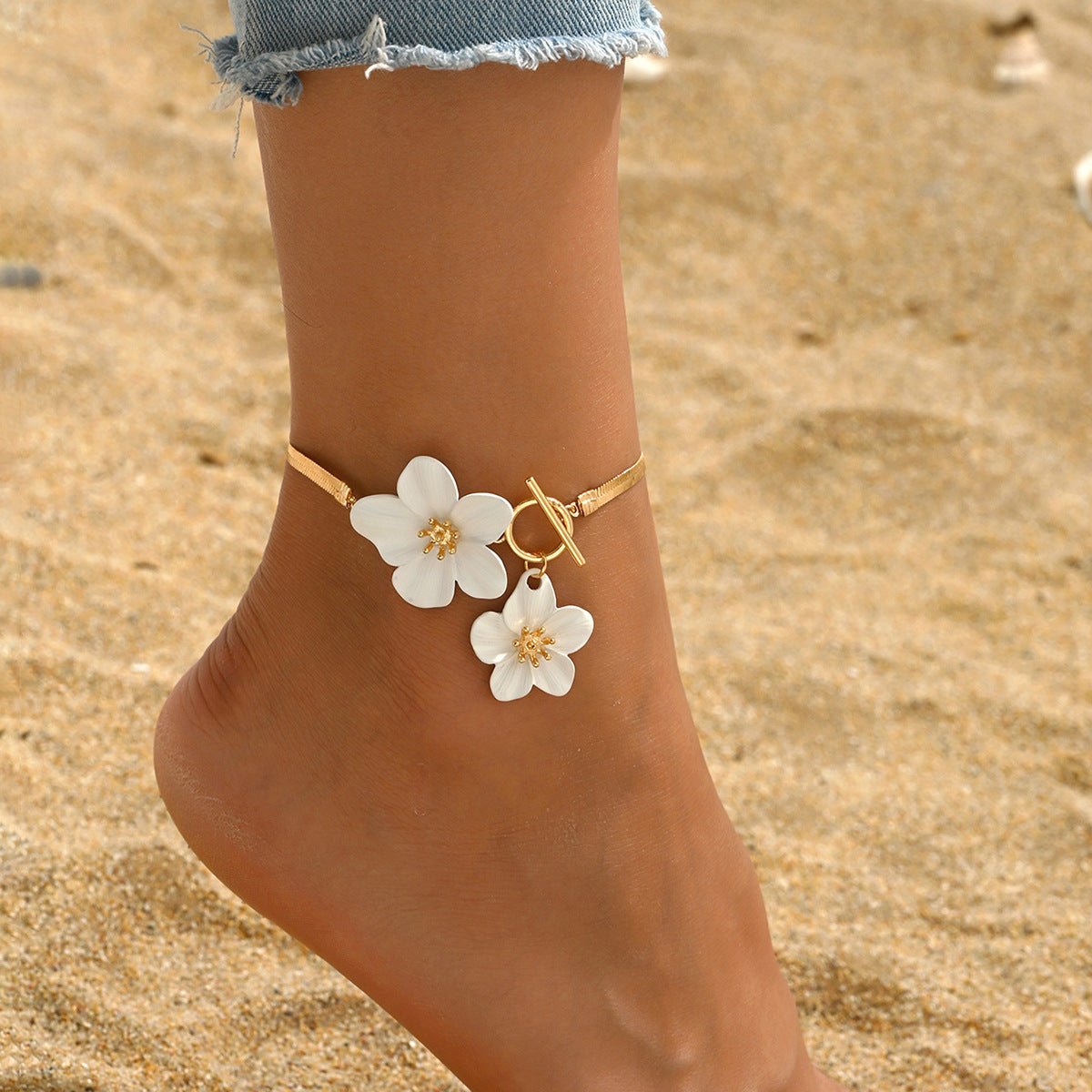 Fashion Simple All-match Flowers Anklet OT Buckle - Daebak