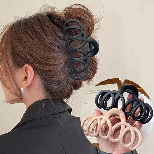 Frosted Hollow Hair Claw Bow Hair Clip Crab Elegant Hairpin Women Barrette Solid Headband Simple Korean Fashion Hair Accessories - Daebak