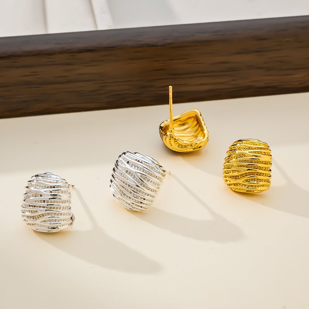 Geometric Metal Korean Style Simple Temperament Stud Earrings - Daebak