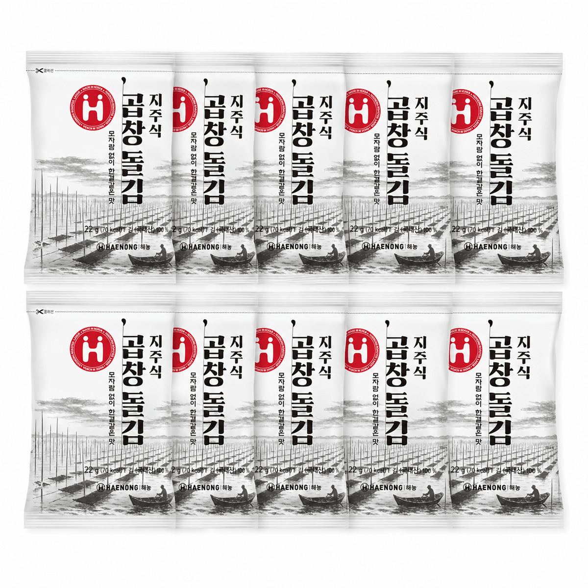 [Haenong] Pole-Raised Gopchang Dol Gim Seaweed (10 Sheets, 22g, 0.78 oz) - Daebak
