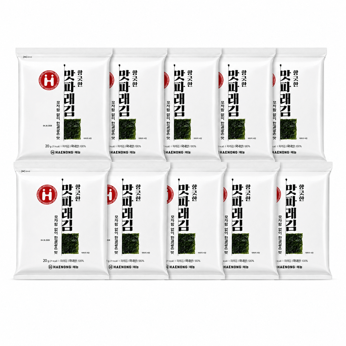 [Haenong] Roasted Seasoned Green Laver (Parae Gim)(10 Sheets, 20g, 0.71 oz) - Daebak