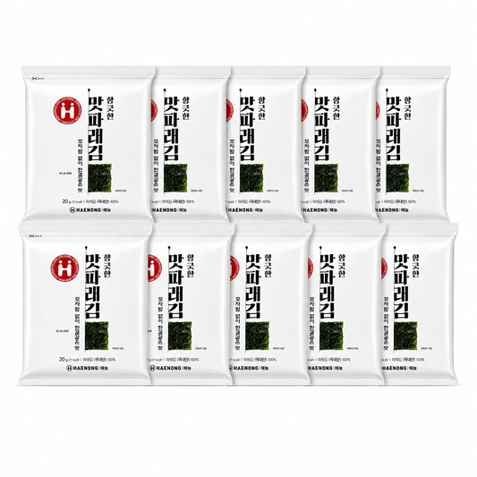 [Haenong] Roasted Seasoned Green Laver (Parae Gim)(10 Sheets, 20g, 0.71 oz) - Daebak