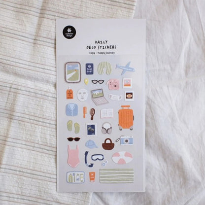 Happy Journey Sticker Set | Korean DIY Scrapbooking and Journal Decor - Daebak