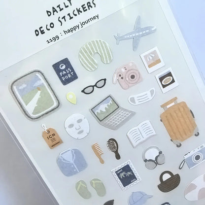 Happy Journey Sticker Set | Korean DIY Scrapbooking and Journal Decor - Daebak