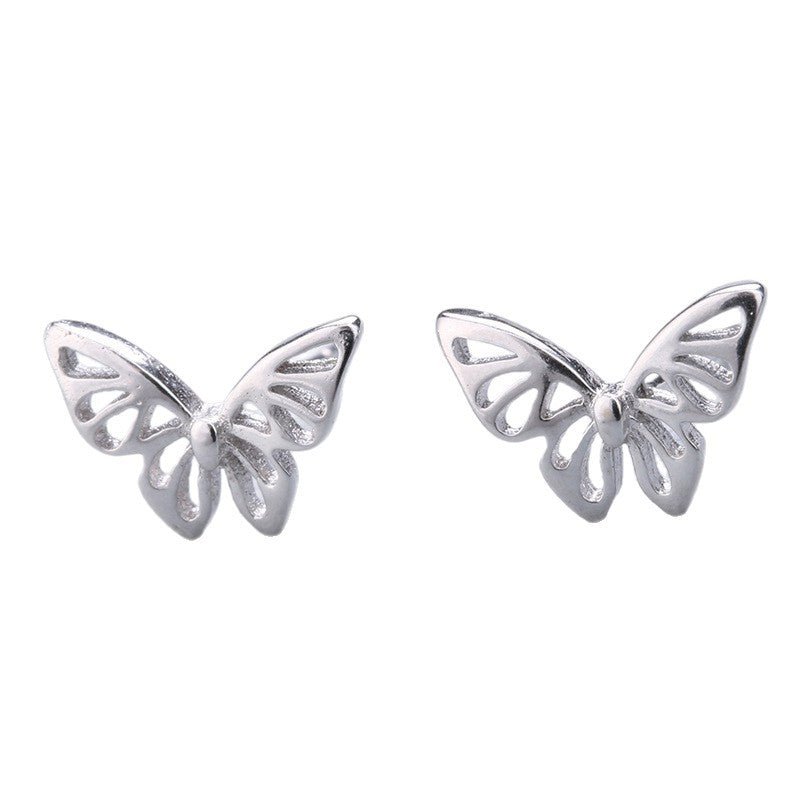 High-grade Bow Small Sier-plated Geometric Korean Earrings - Daebak