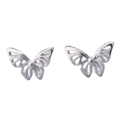 High-grade Bow Small Sier-plated Geometric Korean Earrings - Daebak